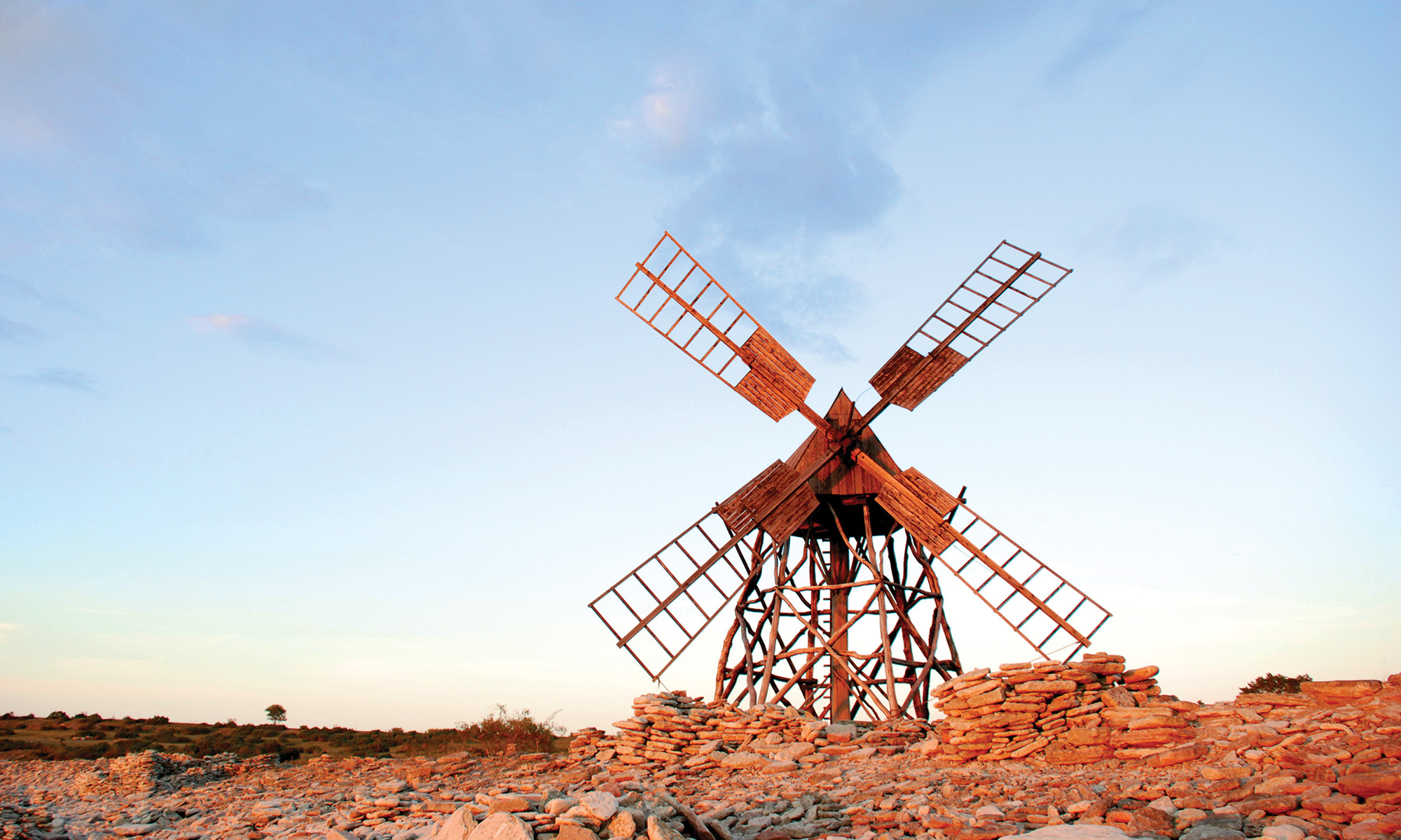 Jordhamn windmill in sunset